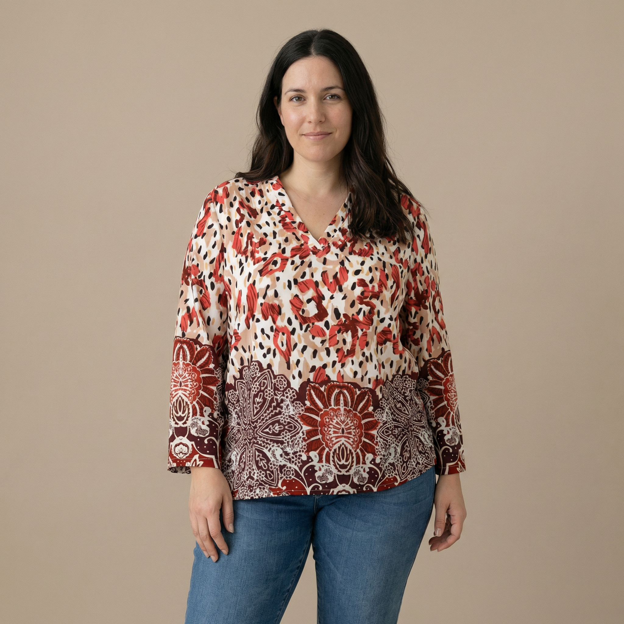 Blusa Tierra estampada – fluida, cómoda y con carácter natural