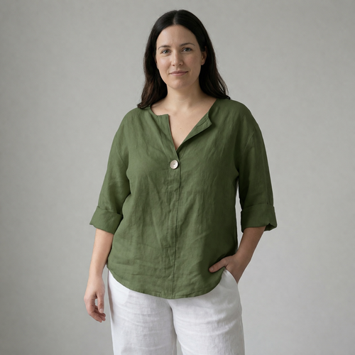 Blusa Aura de lino fluido – corte relajado y transpirable