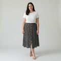 Falda Midi Botones Vintage – estampada, femenina y favorecedora